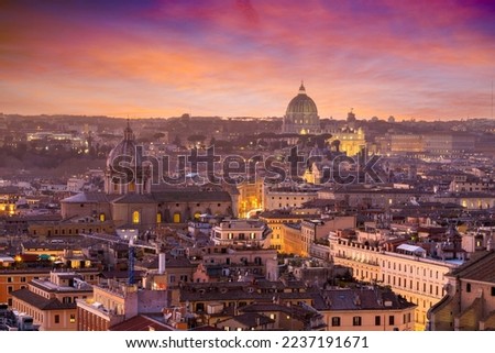 Rome, Italy cityscape at dusk.
