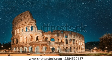 Image, Stock Photo Illuminated Colosseum at night, long exposure.