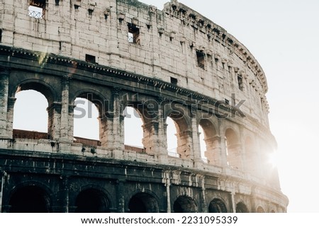 Rome, Italy, the Colosseum is an old ancient building of the battle of gladiators