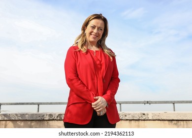 Rome, Italy - February 03, 2020: Giorgia Meloni, Leader Of The Brothers Of Italy Party, Smiles As She Poses For A Portrait In Rome. 

