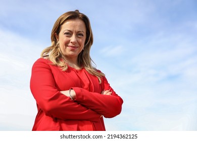 Rome, Italy - February 03, 2020: Giorgia Meloni, Leader Of The Brothers Of Italy Party, Smiles As She Poses For A Portrait In Rome. 

