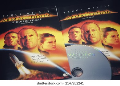 Rome, Italy - February 12, Detail Of The Cover And DVD Of The Movie Armageddon Final Judgment.