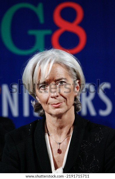 Rome,\
Italy - February 14, 2009: France\'s Economy Minister Christine\
Lagarde attends a news conference in\
Rome.\
\

