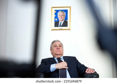 Rome, Italy - February 16, 2018: Antonio Tajani, President Of The European Parliament, During An Interview In Rome. 

