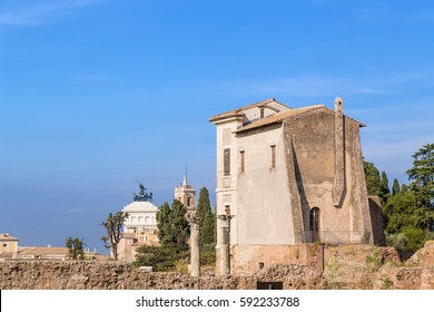 Rome, Italy. House Farnese (XVI C.), Built On The Ruins Of The Flavian Palace (Domus Flavia)