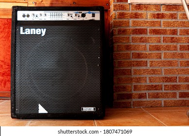 Rome, Italy, January 5 2010. Bass Amplifier Laney In Music Studio Stage No People Front View