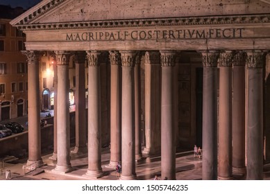 Rome, Italy - July 16, 2019: The Pantheon Is A Famous Monument Of Ancient Roman Culture, The Temple Of All The Gods