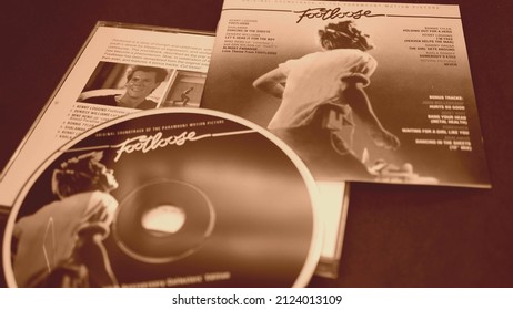 Rome, Italy - July 18, 2019: Covers And Cd Of The Edition For The 15th Anniversary Of FOOTLOOSE. To 1984 American Musical Drama Film Directed By Herbert Ross, With A Young Kevin Bacon