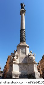 Rome, Italy: July 19, 2014: The Column Of The Immaculate Conception Of The Blessed Virgin Mary, The Statue Of The Virgin Mary And The Biblical Prophets Moses, Isaiah, Ezekiel And The King David
