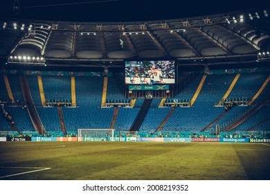 ROME, Italy - JULY 3, 2021: European Football Championship UEFA EURO 2020. Stadium Stadio Olimpico General View During The Football Match Between Team Of The England Vs Ukraine, Italy