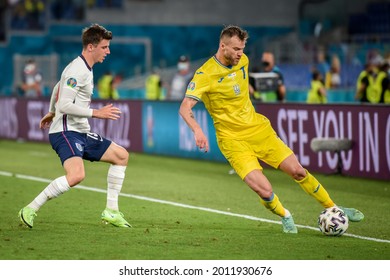 ROME, Italy - JULY 3, 2021: European Football Championship UEFA EURO 2020. Mason Mount Player In Action During The Football Match Between National Team Of The England Vs Ukraine, Italy