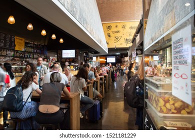 Rome, Italy - July 8, 2019: People In Mercato Centrale, Rome Italy