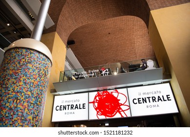 Rome, Italy - July 8, 2019: Mercato Centrale Sign, Rome, Italy