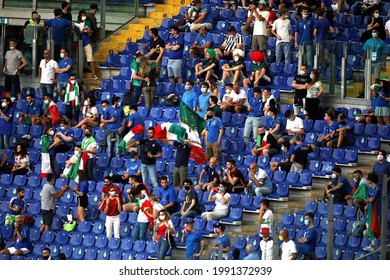 ROME, ITALY - June 11, 2021: 
Italy Fans Cheer On 
During The UEFA Euro 2021
Turkey V Italy At Olimpico Stadium.
