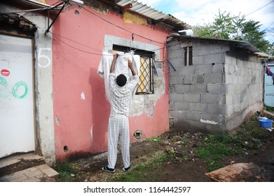 Rome, Italy - June 12nd, 2015: Everyday Life In A Spontaneous Refugee Camp In The Periphery Of Rome