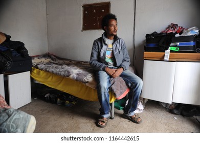 Rome, Italy - June 12nd, 2015: Everyday Life In A Spontaneous Refugee Camp In The Periphery Of Rome