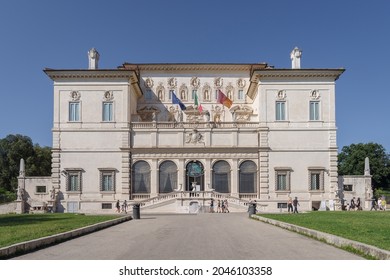 Rome, Italy - June 13, 2021: Famous art gallery Galleria Borghese located in the Villa Borghese gardens in center Rome, Italy