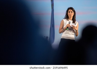 Rome, Italy - June 17, 2016: Italian Politician Virginia Raggi During A Rally In Rome. 

