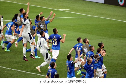 ROME, ITALY - June 20, 2021: 
Italian players celebrate after winning the UEFA Euro 2021
Italy v Wales at Olimpico Stadium.
