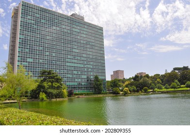 ROME, ITALY - JUNE 23, 2014: EUR Residential And Business District Built For The Esposizione Universale Roma Meaning Rome World Fair In 1942