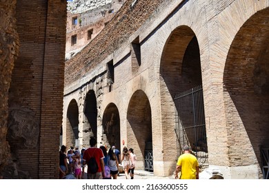 Rome, Italy - June 27 2018 - Colosseum Inner Wall View