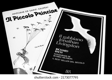 Rome, Italy - June 29, 2022, Detail Of The Covers Of The Books The Little Prince, Short Story By Antoine De Saint-Exupéry And The Seagull Jonathan Livingston, Novel By Richard Bach.