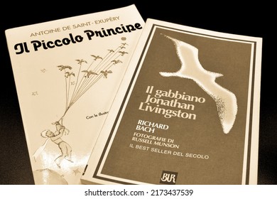 Rome, Italy - June 29, 2022, Detail Of The Covers Of The Books The Little Prince, Short Story By Antoine De Saint-Exupéry And The Seagull Jonathan Livingston, Novel By Richard Bach.