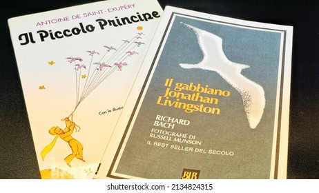 Rome, Italy - March 02, 2022, Detail Of The Covers Of Two Books, The Little Prince By Antoine De Saint Exupéry And The Seagull Jonathan Livingston By Richard Bach.