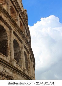 Rome. Italy. March 10, 2019. The Building Of The Ancient Ancient Arena Of The Roman Empire Colosseum. Part Of The Ancient Archaeological Ruins.