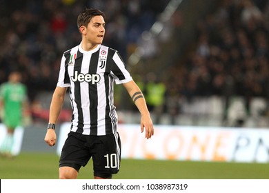 ROME, ITALY - MARCH 3,2018:  Paulo Dybala during fotball match serie A League 2017/2018 between SS Lazio vs Juventus at the Olimpic Stadium in Rome.