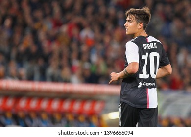 ROME, ITALY - May 12,2019: Paulo Dybala during football match serie A League 2018/2019 between AS Roma vs Juventus at the Olimpic Stadium in Rome.