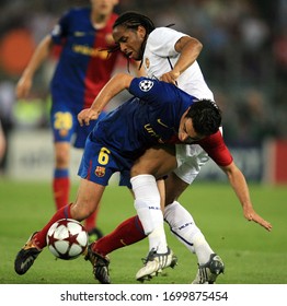 ROME, ITALY - May 27, 2009: 
Xavi And Anderson In Action 
During The UEFA Champions League Final Match FC Barcelona V Manchester United At The Olympic Stadium.
