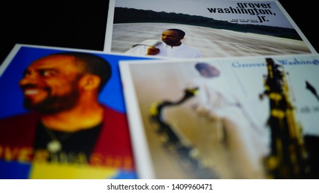 Rome, Italy - May 27, 2019: CD Covers Of The American Jazz-funk Musician GROVER WASHINGTON JR. Considered By Many To Be One Of The Founding Fathers Of Smooth Jazz