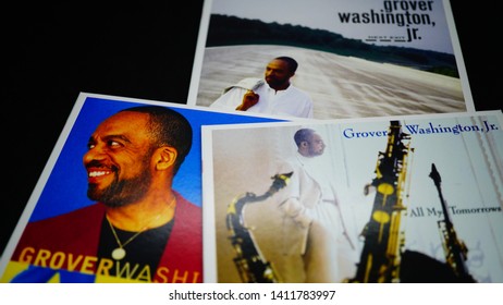 Rome, Italy - May 27, 2019: CD Covers Of The American Jazz-funk Musician GROVER WASHINGTON JR. Considered By Many To Be One Of The Founding Fathers Of Smooth Jazz