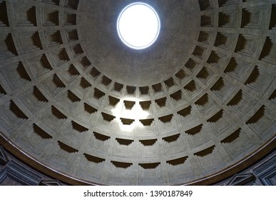 Rome, Italy - May 3, 2019: Pantheon Oculus Light