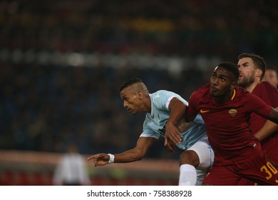 Rome, Italy - November 18, 2017: Nani In Action During The Italian Serie A League Match Between Roma And Lazio In Olimpic Stadium.