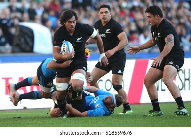 Rome, Italy November 2016: Malaki Fekitoa  in action during the match  in  the  Test match rugby 2016 Italy versus New Zeland in Olimpic Stadium in Rome on 12 november 2016.