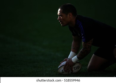 Rome, Italy November 2016: Ofa Tu'Ungafasi in action during the  Test match rugby 2016 Italy versus New Zeland in Olimpic Stadium in Rome on 12 november 2016.