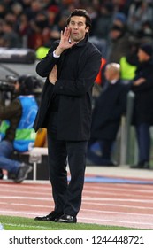 ROME, ITALY - NOVEMBER 27,2018:  Santiago Solari Coach During Football Match UEFA Champions League Football AS Roma Versus Real Madrid At The Olimpic Stadium In Rome.