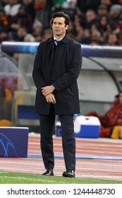 ROME, ITALY - NOVEMBER 27,2018:  Santiago Solari Coach During Football Match UEFA Champions League Football AS Roma Versus Real Madrid At The Olimpic Stadium In Rome.