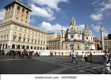 ROME, ITALY - OCTOBER 08, 2012: Piazza Della Madonna Dei Monti, Wide Angle Lens