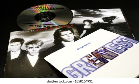 Rome, Italy - October 21, 2020: CDs And Artworks By The British New Wave And Synth Pop Band DURAN DURAN. With Over Twenty Singles On The Billboard Hot 100 And Thirty In The UK Top 40