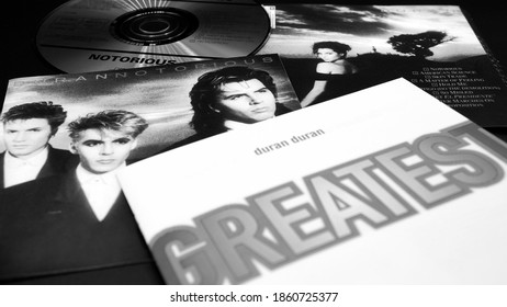 Rome, Italy - October 21, 2020: CDs And Artworks By The British New Wave And Synth Pop Band DURAN DURAN. With Over Twenty Singles On The Billboard Hot 100 And Thirty In The UK Top 40