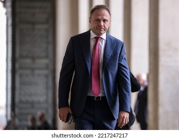 Rome, Italy - October 22, 2022: Newly Appointed Agriculture Minister Francesco Lollobrigida Arrives At The Quirinale Palace To Be Sworn In.