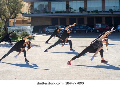 Rome, Italy - October 31, 2020. Gyms Closed For Covid 19, Engage In Outdoor Fitness Activities To Live Healthier, Happier Lives, And Improve Their Fitness