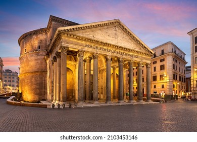 Rome, Italy at The Pantheon, an ancient Roman Temple dating from the 2nd century.