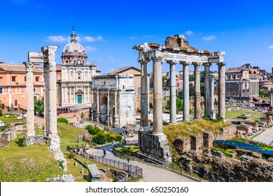 Rome, Italy. Ruins Of The Roman Forum.