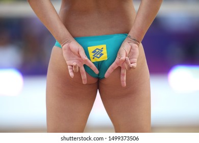Rome, Italy - September 08,2019:Patricia/Rebecca and Heinrich/Verge-Depre during the Final 3d - Women World Tour Rome Beach Volley Finals 2018/2019, Olympic qualifiers match Brazil vs Swisse.

