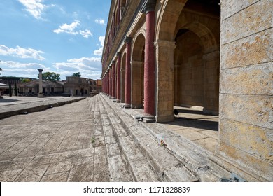 Rome, Italy - September 2, 2018: Cinecittà Roman City Rebuild, Cinema Theater With Ancient City For Movie Shooting.