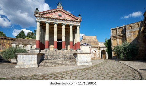 Rome, Italy - September 2, 2018: Cinecittà Roman City Rebuild, Cinema Theater With Ancient City For Movie Shooting.